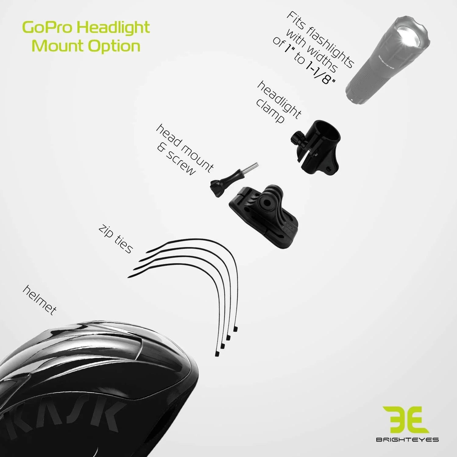 GoPro Mount for All Flashlight from 1 to 1-1/2" wide - Also for 300 Lumen Bike LIght Set