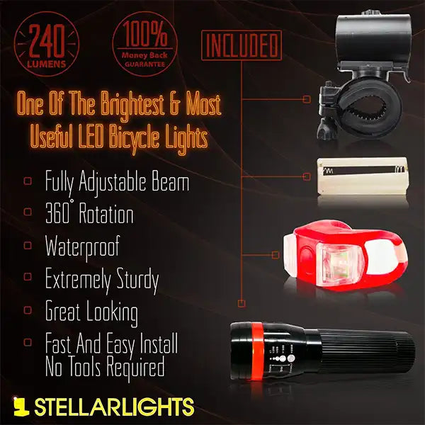 StellarLights 240 Lumen Bike Light Set